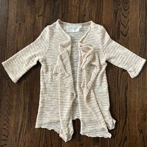 Marilu’ Women’s OSFM Linen 1/2 Sleeves Open Front Waterfall Beige Knit Sweater